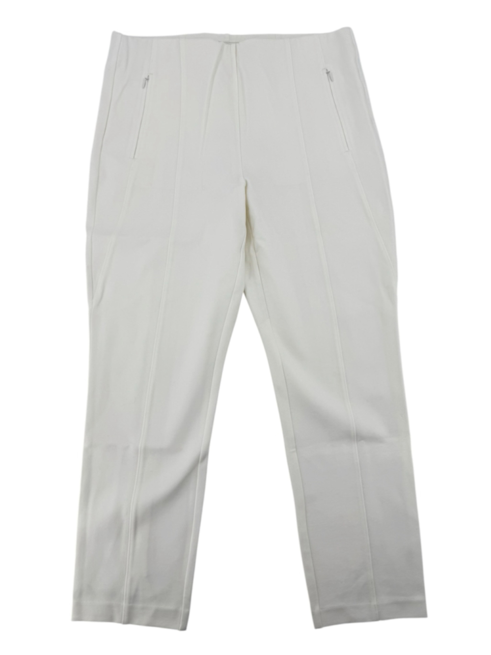 Chico's Ivory Cream Ponte Pants Pull On Zip Pockets Size 1.5/10